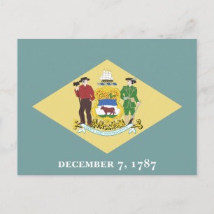 Delaware Staatsflagge Die Erste Staats-Wappen  Postkarte