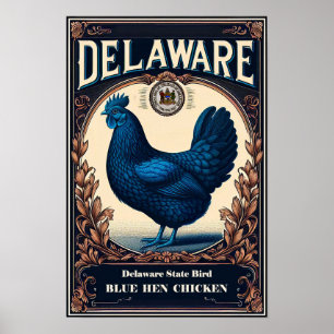 Delaware Staatsvogel - Blue Hen Chicken Vintage Poster