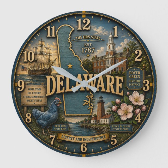 Delaware State Heritage  Große Wanduhr (Vorderseite)