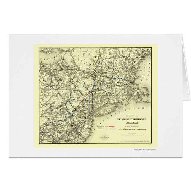 Delaware u. Nordfluss-Eisenbahn-Karte 1890 (Vorderseite (Horizontal))