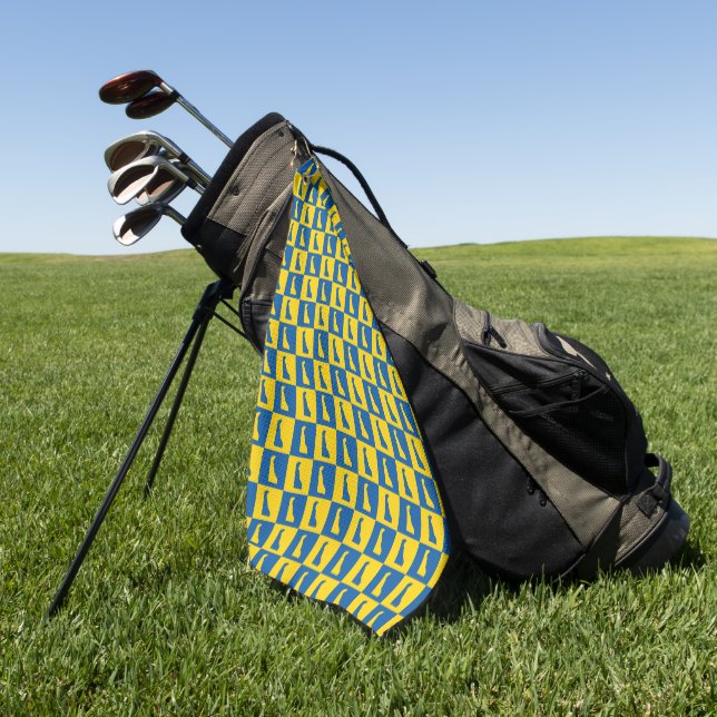 Delaware US State Blue Yellow Gold Pattern Golfhandtuch (Gras)
