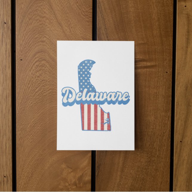 Delaware USA Map American Flag Postkarte (delaware usa map american flag postcard)