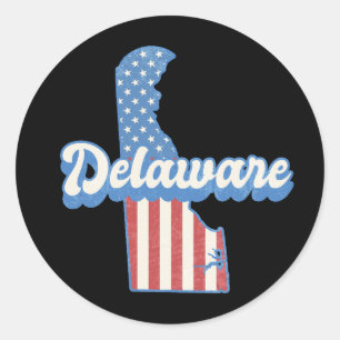 Delaware USA Map American Flag Runder Aufkleber