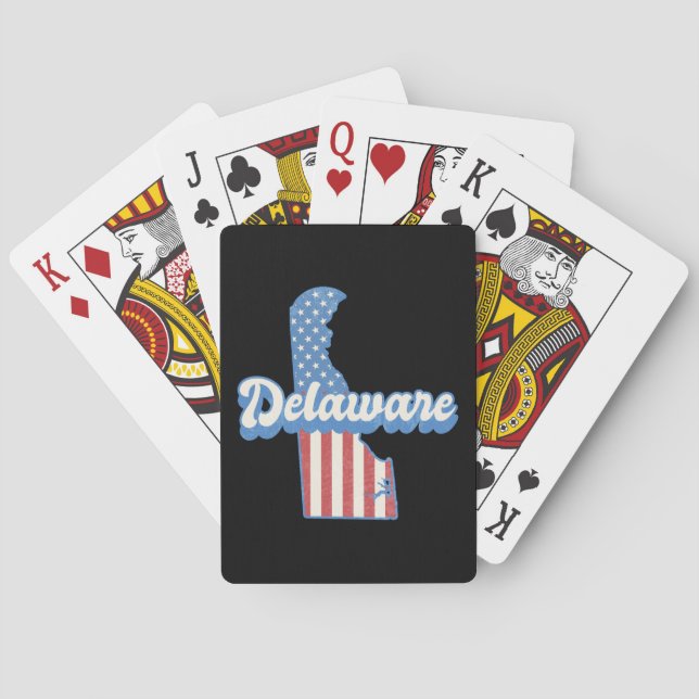 Delaware USA Map American Flag Spielkarten (Rückseite)