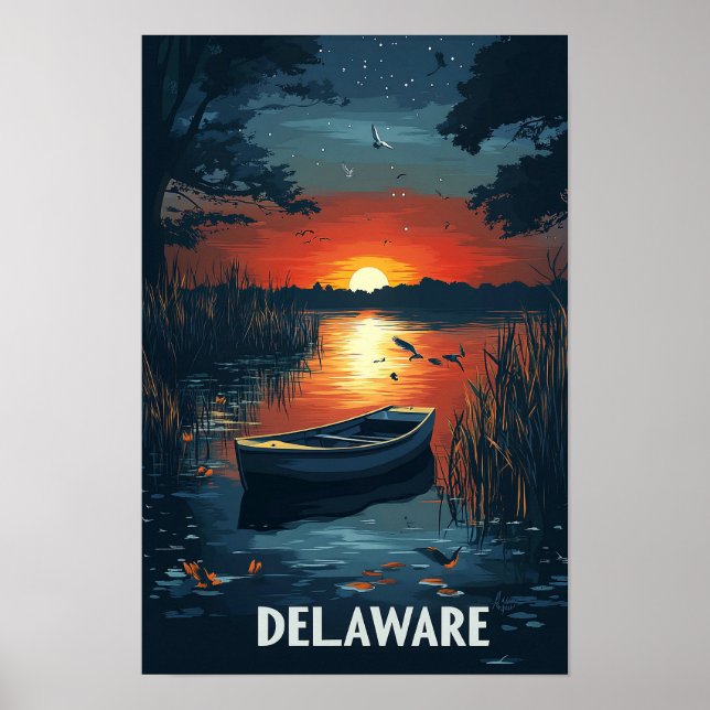 Delaware USA Vintag Illustration Travel Poster (Vorne)