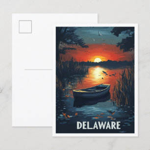 Delaware USA Vintag Illustration Travel Postkarte
