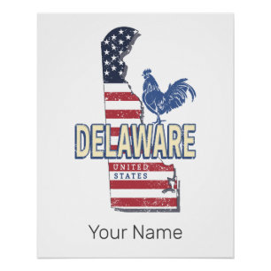 Delaware Vereinigte Staaten Retro-Staatskarte Vint Poster