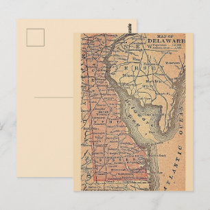 Delaware Vintag Staat Map Postkarte
