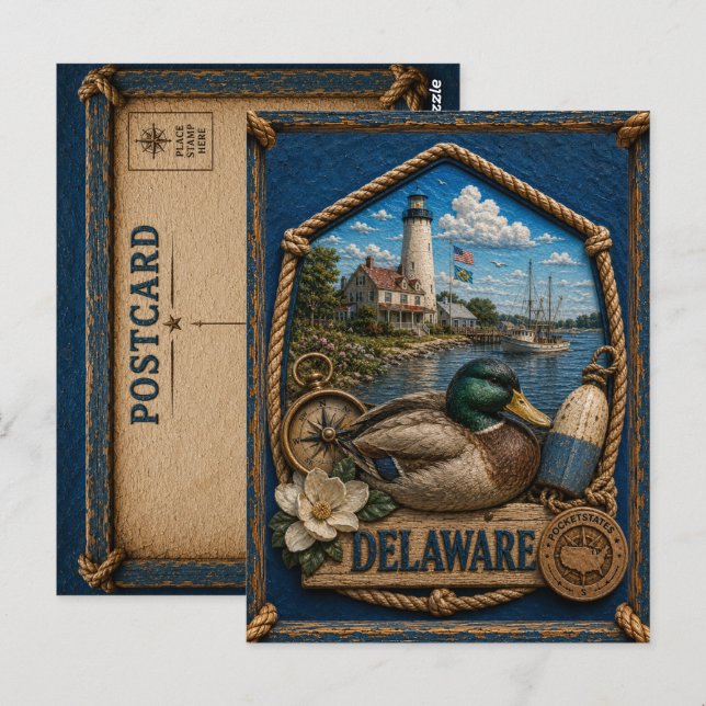 Delaware Vintage Reise Postkarte (Vorne/Hinten)