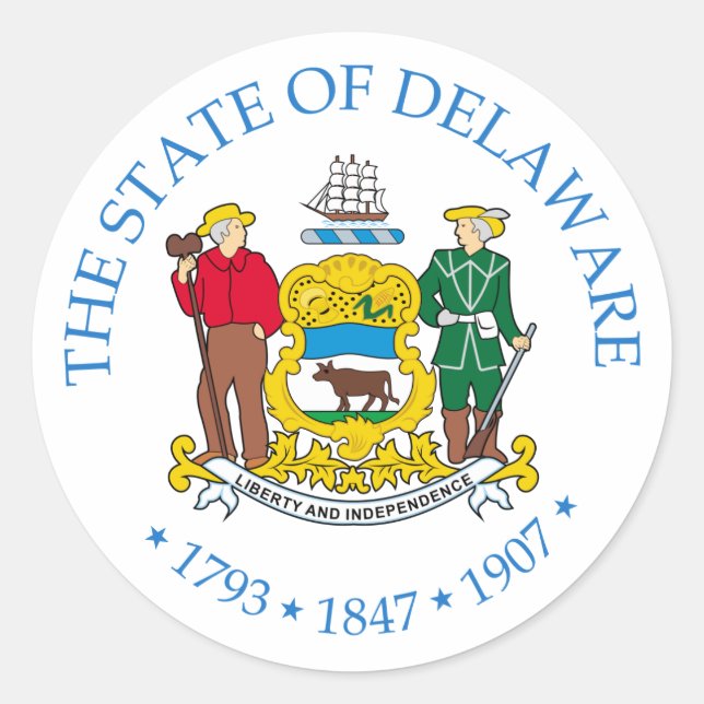 Delaware-Zeichen Runder Aufkleber (Vorderseite)