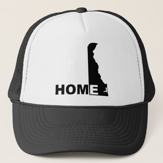 Delaware-Zuhause weg von Staat-Ball-Cap-Hut Truckerkappe (Vorderseite)