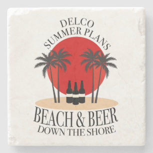 Delco Summer plant Strand und Bier am Ufer Steinuntersetzer