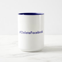 #DeleteFacebook 15 onces. Tasse (bleu marine et