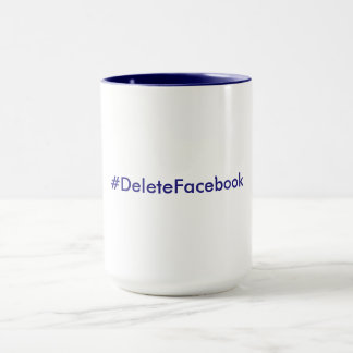 #DeleteFacebook 15 onces. Tasse (bleu marine et
