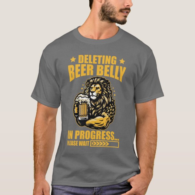 Deleting Beer Belly Please Wait Loading Bar Funny  T-Shirt (Vorderseite)