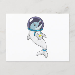 Delfin als Astronaut im Kostüm Postkarte