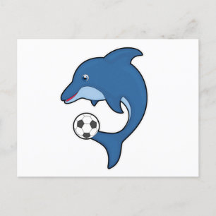 Delfin als Fußballspieler mit Fußball Postkarte