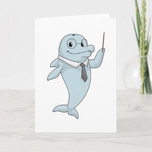 Delfin als Lehrer mit Zeigestock Karte