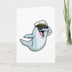 Delfin als Polizist mit Polizeimütze Karte