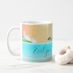 Delfin am Strand Kaffeetasse