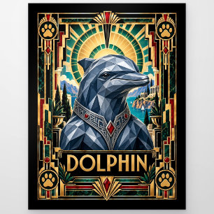 Delfin, Art Deco Wildlife Postkarte
