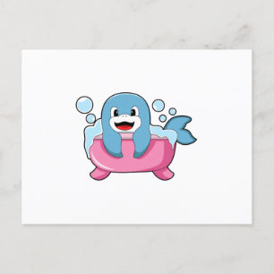 Delfin auf Badewanne Postkarte