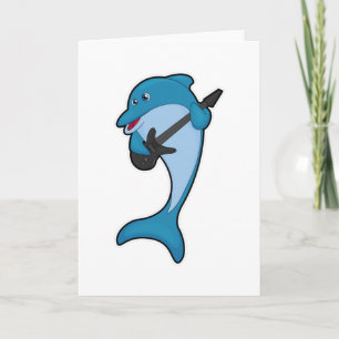 Delfin bei Musik mit Gitarre Karte