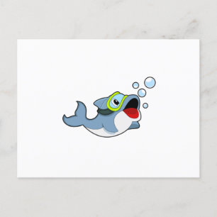 Delfin beim Tauchen mit Wasserblasen.PNG Postkarte