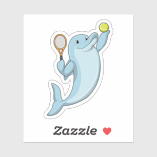 Delfin beim Tennis mit Tennisschläger Aufkleber