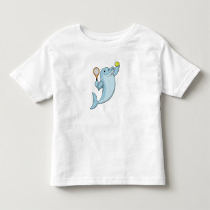 Delfin beim Tennis mit Tennisschläger Kleinkind T-shirt