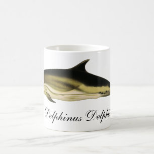 Delfin Delphinus Delphis, Vintage Meereslebewesen Kaffeetasse