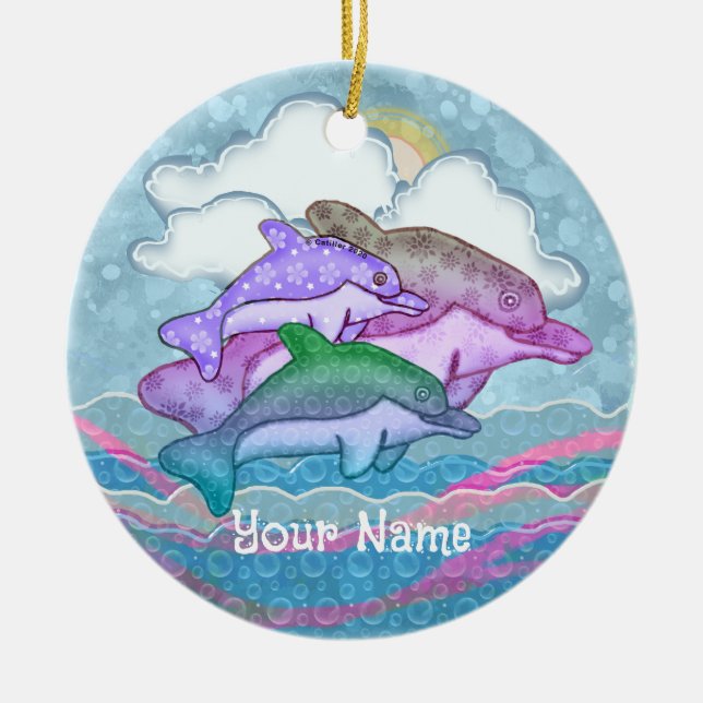 Delfin Freude Keramik Ornament (Vorne)