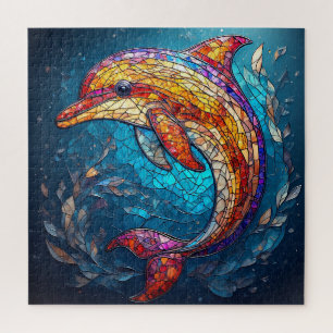 Delfin im aufwendigen Stil der Glasmalerei