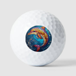 Delfin im aufwendigen Stil der Glasmalerei Golfball