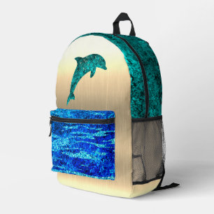 Delfin im Meer, funkelnd Bedruckter Rucksack