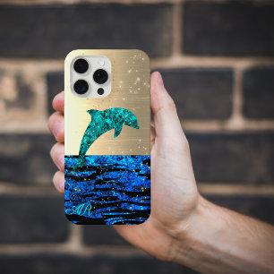 Delfin im Meer, funkelnd, monogrammiert iPhone 15 Pro Max Hülle