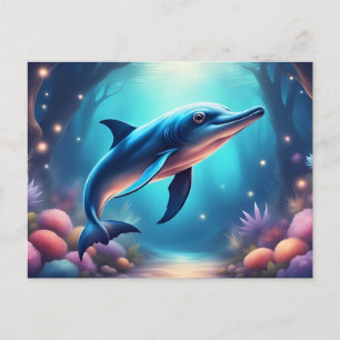 Delfin im verzauberten Unterwasserwald Postkarte