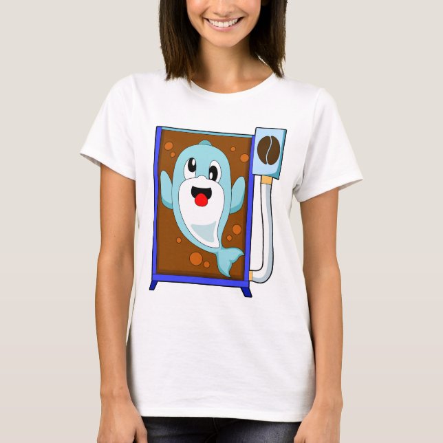 Delfin Kaffeebohne Kaffee T-Shirt (Vorderseite)