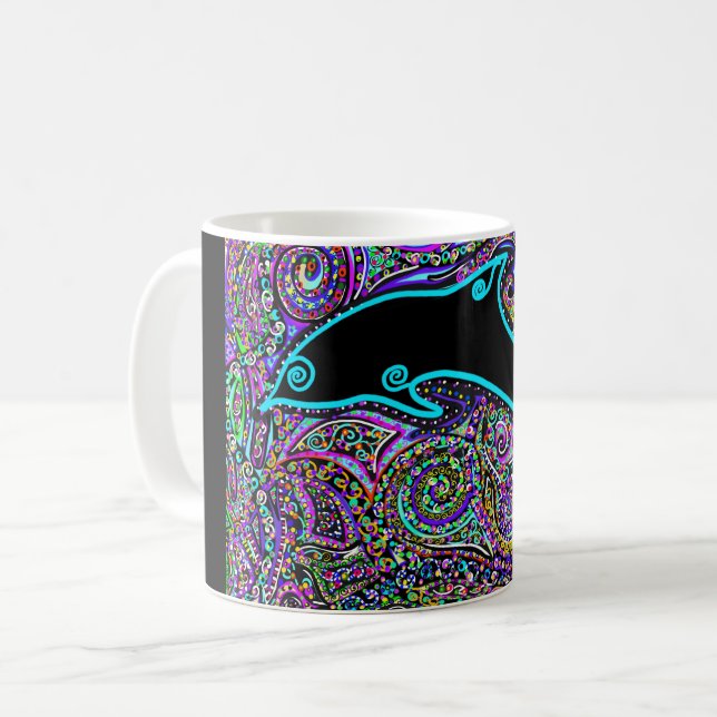 Delfin-Kunst-Design Kaffeetasse (Vorderseite Links)