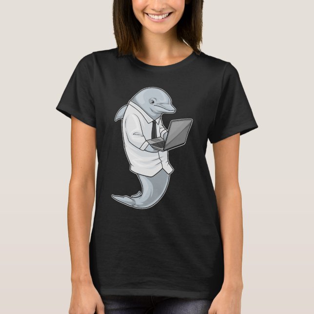 Delfin-Laptop T-Shirt (Vorderseite)