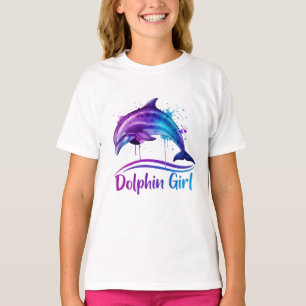 Delfin-Mädchen Ozeanliebhaber Grafik T-Shirt