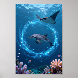 Delfin-Meer-Plakat – Magische Ozean-Ästhetik-Wand Poster
