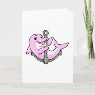Delfin mit Anker Karte