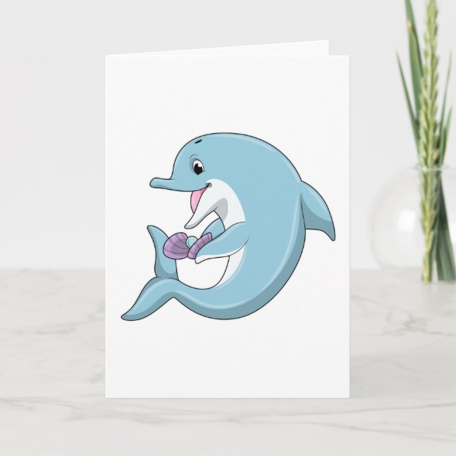 Delfin mit Perle Karte (Vorderseite)