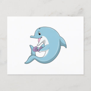 Delfin mit Perle Postkarte