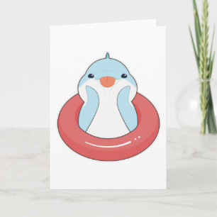 Delfin mit Schwimmring Karte