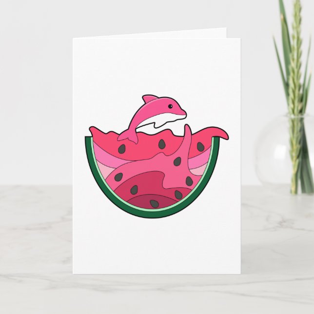 Delfin mit Wassermelone Karte (Vorderseite)