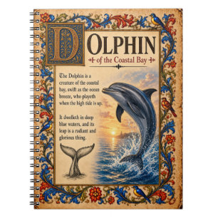 Delfin, mittelalterliche Bestiarien-Kunst Notizblock