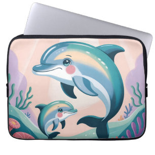 Delfin-Mutter und Baby Laptopschutzhülle