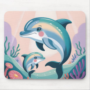 Delfin-Mutter und Baby Mousepad